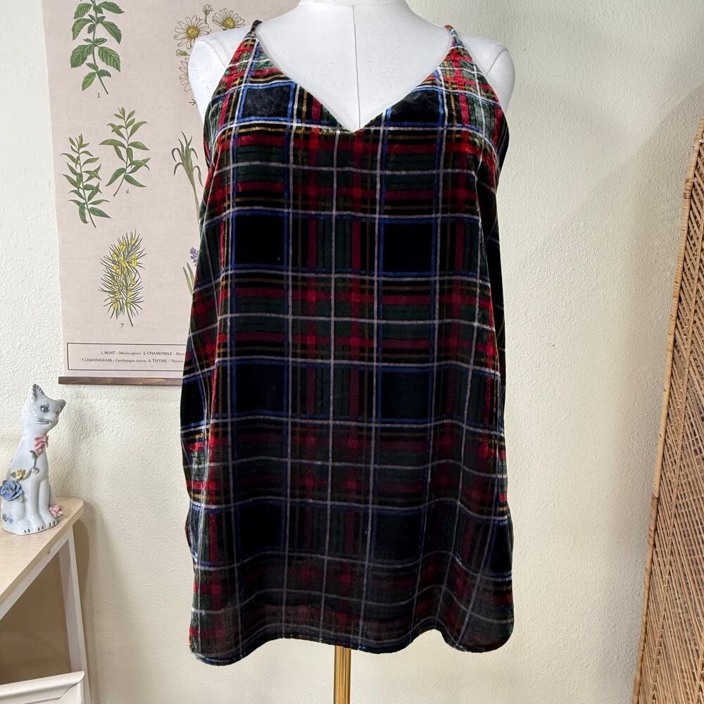 NWT Velvet Plaid Oversized Tunic Top Whimsigoth Witchy Punk Dark Romantic Goth M